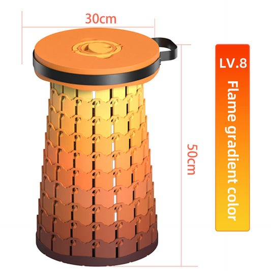 Portable Retractable Stool MAX Gen 8 Telescopic Camping Seat 50cm Tall Extra Wide Heavy Duty for Fishing BBQ & Outdoor Events Flame Gradient.