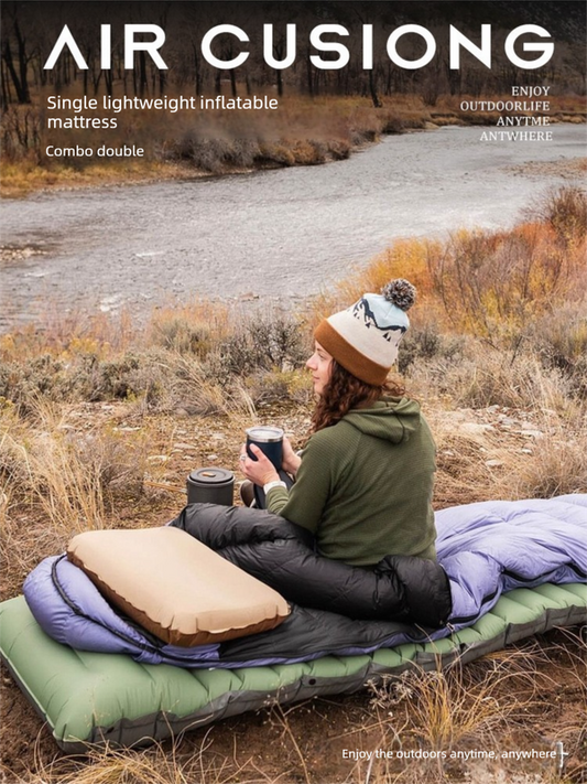 Ultralight TPU Inflatable Camping Mattress 195x70x10cm Portable Press Pump Sleeping Pad Moisture-Proof Outdoor Tent Mat for Hiking Orange.