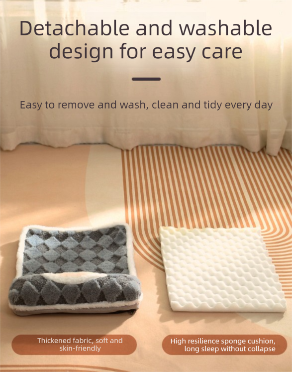 Thickened Soft Pet Bed Mat M Size Coffee-milk Comfortable Dog Sleeping Pad Washable Cushion for Medium Dogs and Cats All Season Home Decor