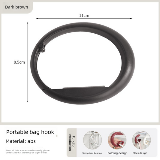 2 PCS Portable Purse Bag Hook Hanger Table Edge Holder Dark Brown Foldable Non-Slip Clip for School Desk Office & Cafe.