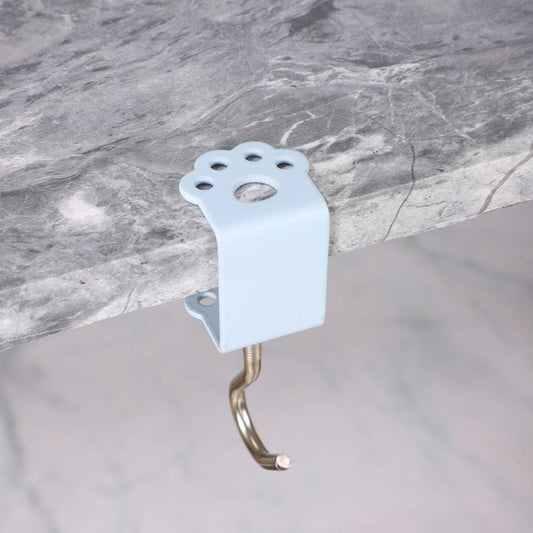 Macaron Paw Table Side Hook 2-Piece Set Adjustable Desk Hanging Clamp No-Drill Portable Bag Hook Light Blue.