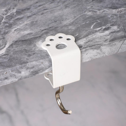 Macaron Paw Table Side Hook 2-Piece Set Adjustable Desk Hanging Clamp No-Drill Portable Bag Hook White.