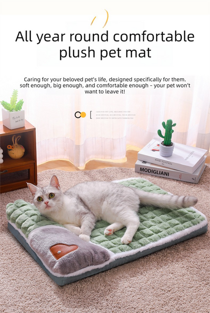 Thickened Pet Sofa Bed M Size 50x35cm Grey Dog Mat with Integrated Pillow Soft Washable Sleeping Pad for Dogs and Cats All Season Comfort