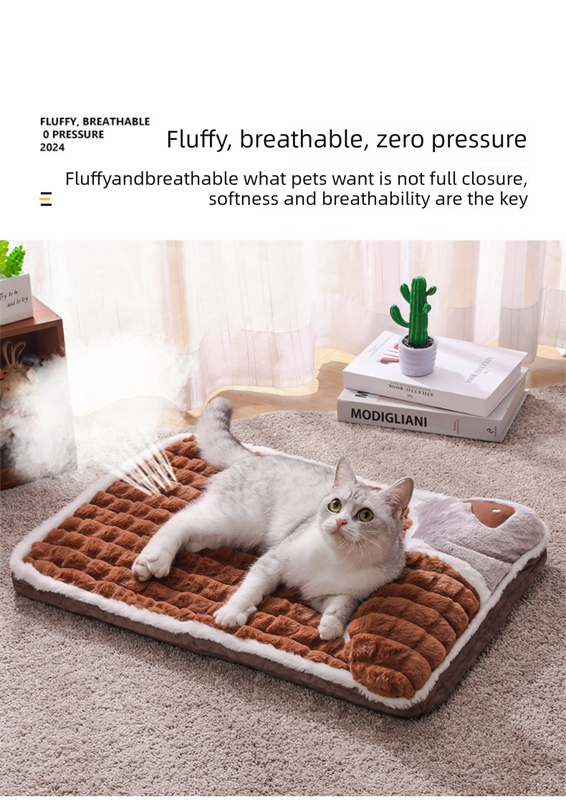 Thickened Pet Sofa Bed M Size 50x35cm Grey Dog Mat with Integrated Pillow Soft Washable Sleeping Pad for Dogs and Cats All Season Comfort