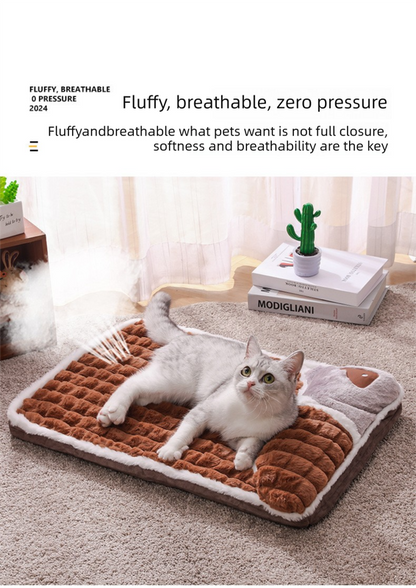 Thickened Pet Sofa Bed M Size 50x35cm Grey Dog Mat with Integrated Pillow Soft Washable Sleeping Pad for Dogs and Cats All Season Comfort