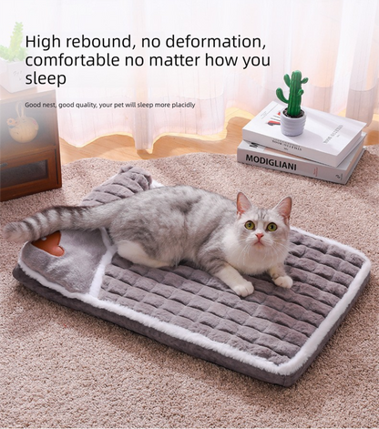 Thickened Pet Sofa Bed M Size 50x35cm Grey Dog Mat with Integrated Pillow Soft Washable Sleeping Pad for Dogs and Cats All Season Comfort
