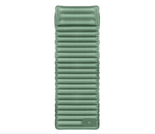 Outdoor Camping Self-Inflatable Air Mattress Portable Foot Press Beach Picnic Mat Foldable TPU Sleeping Pad Green and Grey.