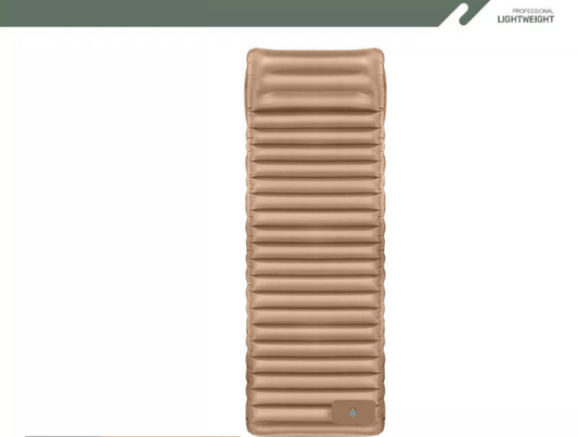 Outdoor Camping Self-Inflatable Air Mattress Portable Foot Press Beach Picnic Mat Foldable TPU Sleeping Pad Desert and Grey.