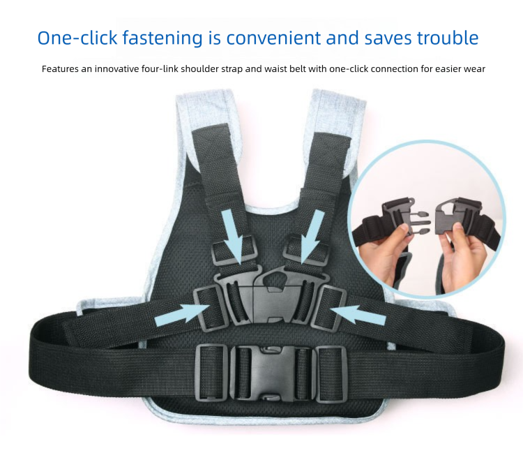 Child Motorcycle Safety Harness Strap Adjustable Passenger Belt with Handles & Storage Pocket Breathable Linen Grey for Scooter
