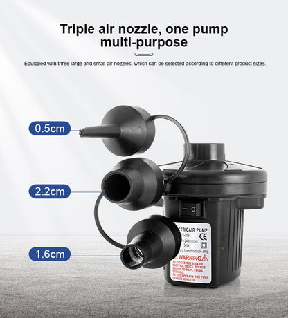 Electric Air Pump AC 220V-240V Portable Quick Inflator Deflator with 3 Nozzles for Air Mattress Pool Floats Vacuum Storage Bags AU Plug.