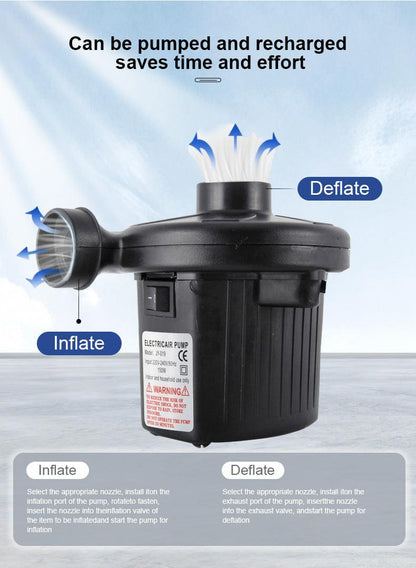 Electric Air Pump AC 220V-240V Portable Quick Inflator Deflator with 3 Nozzles for Air Mattress Pool Floats Vacuum Storage Bags AU Plug.