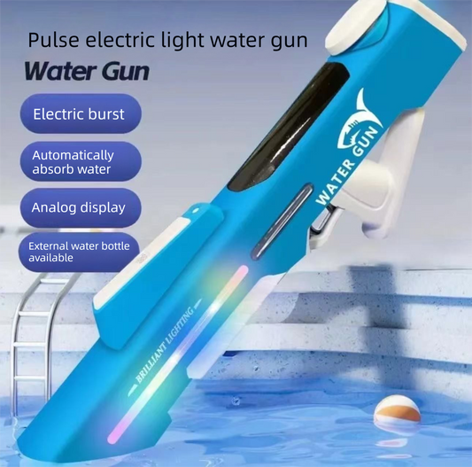 Electric Water Gun Auto Refill 46cm Blue Pulse Blaster High Pressure Toy with Manual & Electric Dual Mode for Kids & Adults.