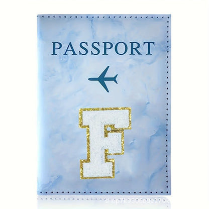 Fashion Initial Letter Passport Holder Stylish Travel Wallet Cover with Alphabet Pattern – Design F