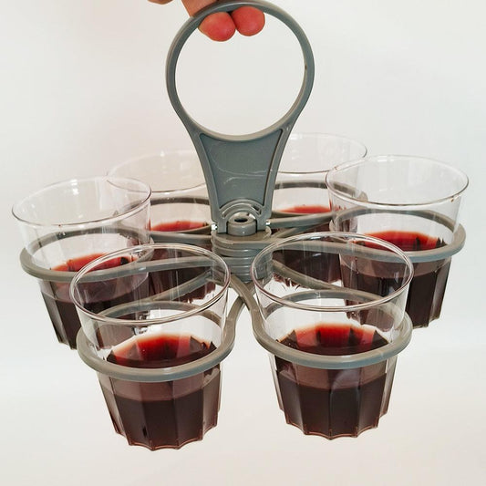 Portable 6-Cup Drink Carrier Foldable Reusable Coffee Tray Holder Grey for Parties Camping & Office Runs.
