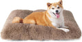 Luxury Long Plush Pet Bed Mat Faux Fur Crate Pad 65x50cm Brown Soft Warm Cushion for Medium Dogs