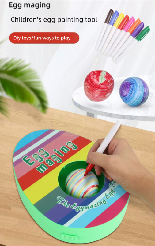 Easter Egg Decorating Kit Electric DIY Planet and Galaxy Painting Machine with 8 Markers and 3 Toy Eggs Space Set.
