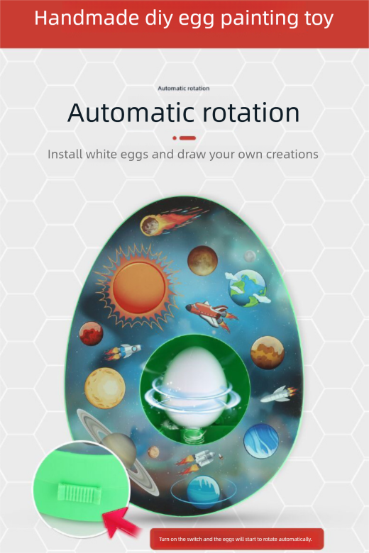 Easter Egg Decorating Kit Electric DIY Planet and Galaxy Painting Machine with 8 Markers and 3 Toy Eggs Space Set.