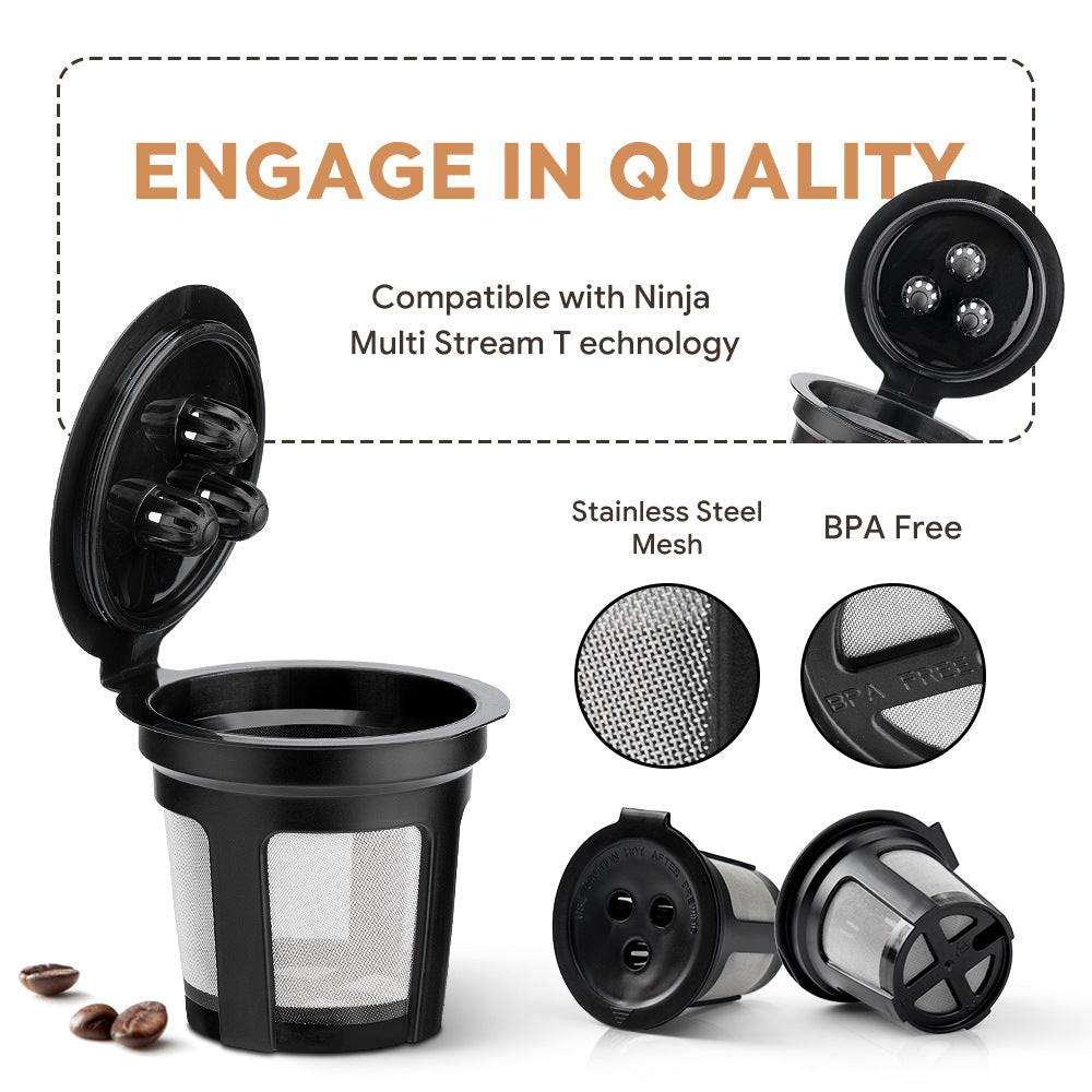 Reusable K-Cup Coffee Pod Filter for Ninja Dual Brew Coffee Makers Triple Hole Capsule Shell UA2227.