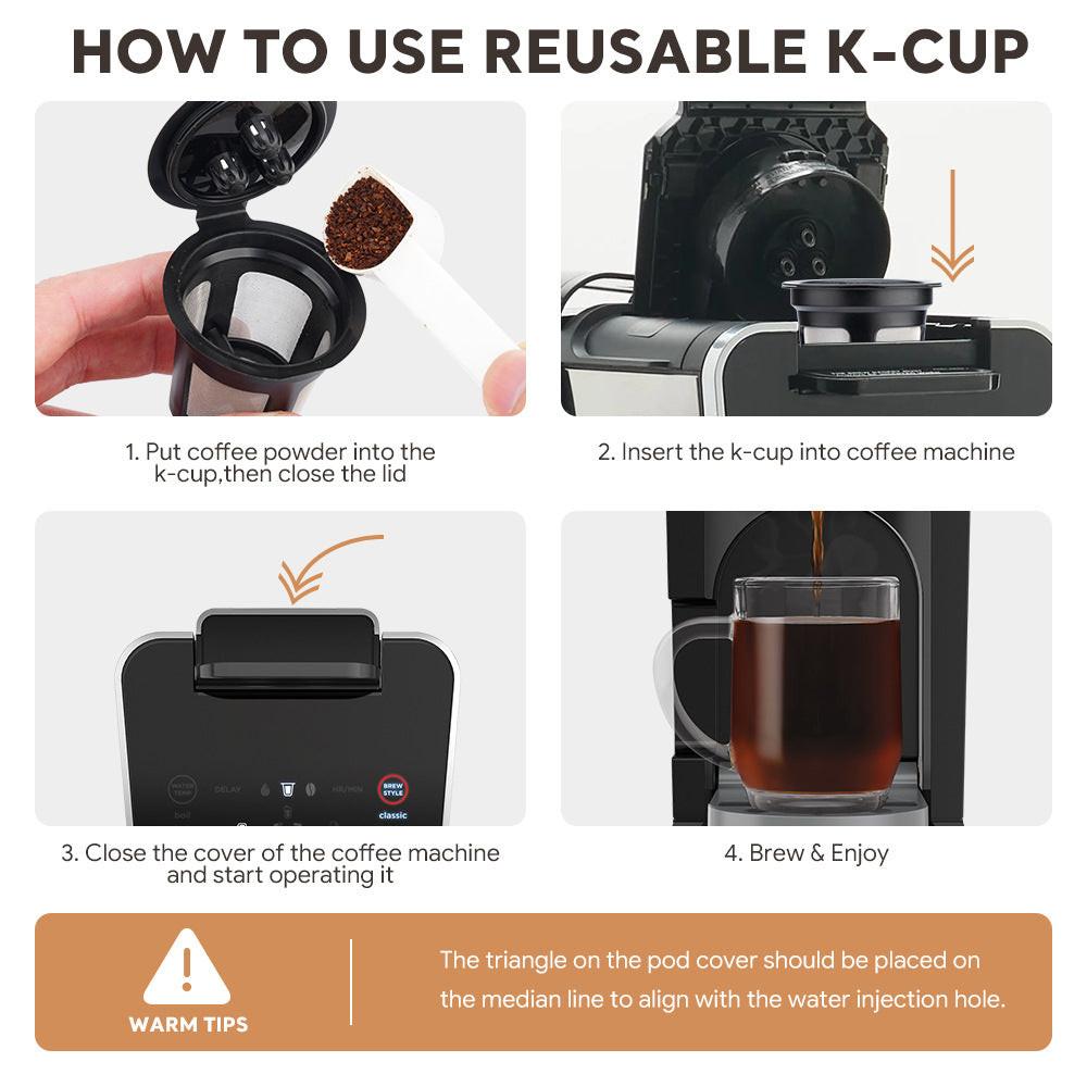 Reusable K-Cup Coffee Pod Filter for Ninja Dual Brew Coffee Makers Triple Hole Capsule Shell UA2227.