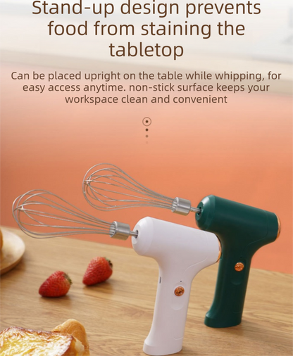 Electric Handheld Egg Whisk and Cream Whipper Set with Egg White Separator J-8 Green Dual-Head Automatic Mixer Kit