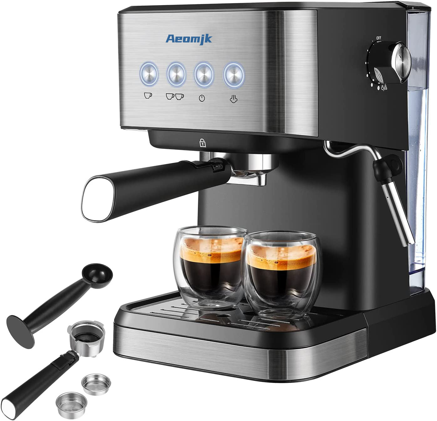 Premium Espresso Coffee Machine with Touch Control Panel & Steam Milk Frother 1050W Stainless Steel CM3010 (AU Plug)
