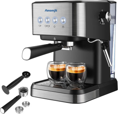 Premium Espresso Coffee Machine with Touch Control Panel & Steam Milk Frother 1050W Stainless Steel CM3010 (AU Plug)