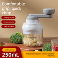 Manual Mini Garlic Chopper & Food Processor 250ml Portable Hand-Crank Mincer for Garlic, Meat, and Baby Food – Ivory White