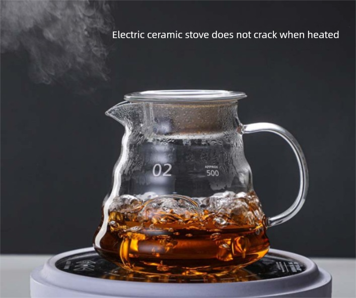 800ml Extra Large Glass Coffee Server - Heat Resistant "Cloud" Pour Over Carafe with Lid - Family Size Drip Coffee Pot & Tea Pitcher (3-5 Cups)