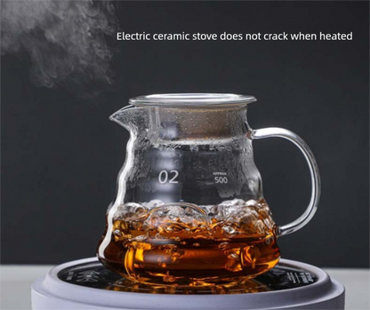 800ml Extra Large Glass Coffee Server - Heat Resistant "Cloud" Pour Over Carafe with Lid - Family Size Drip Coffee Pot & Tea Pitcher (3-5 Cups)
