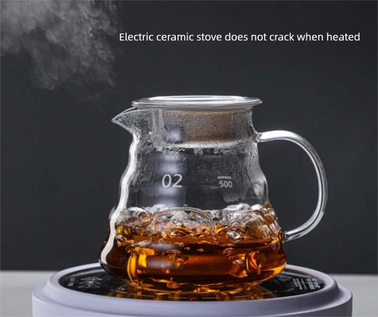 800ml Extra Large Glass Coffee Server - Heat Resistant "Cloud" Pour Over Carafe with Lid - Family Size Drip Coffee Pot & Tea Pitcher (3-5 Cups)