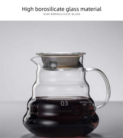 800ml Extra Large Glass Coffee Server - Heat Resistant "Cloud" Pour Over Carafe with Lid - Family Size Drip Coffee Pot & Tea Pitcher (3-5 Cups)