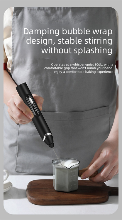 Rechargeable 3-in-1 Handheld Milk Frother Set - Electric Whisk with Egg Beater & Mixing Hook - 3 Speed Adjustable Foam Maker for Coffee, Lattes, Baking & Baby Food (White)