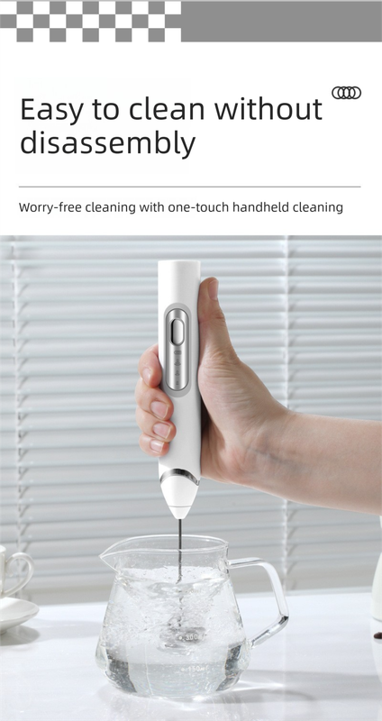 Rechargeable 3-in-1 Handheld Milk Frother Set - Electric Whisk with Egg Beater & Mixing Hook - 3 Speed Adjustable Foam Maker for Coffee, Lattes, Baking & Baby Food (White)