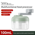 Manual Mini Garlic Chopper & Food Processor 100ml Portable 3-Speed Hand-Crank Mincer – Green Edition