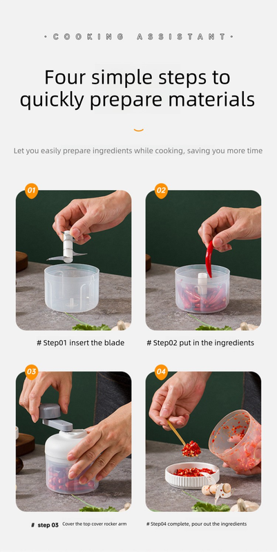 Manual Garlic Chopper & Food Processor 250ml Portable 3-Speed Hand-Crank Mincer – Green Large Capacity Edition