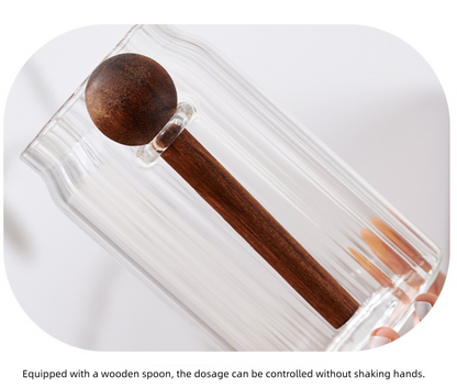 500ml Premium Borosilicate Glass Storage Jar with Acacia Wood Lid & Integrated Spoon – Airtight Moisture-Proof Kitchen Canister for Tea, Coffee, and Spices