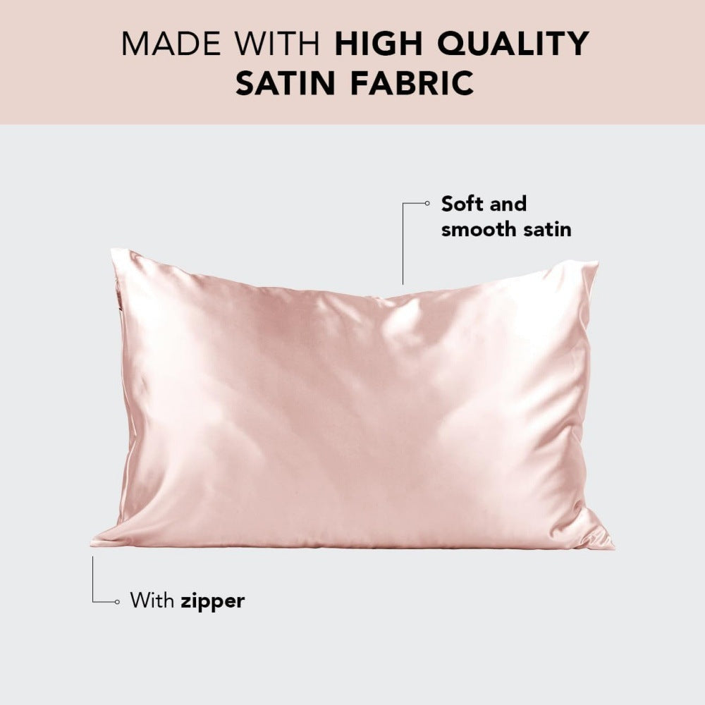 1-Pair White Luxury Satin Silk Pillowcase for Hair and Skin - Smooth Cooling Pillow Cover with Envelope Closure - Queen (20x30")