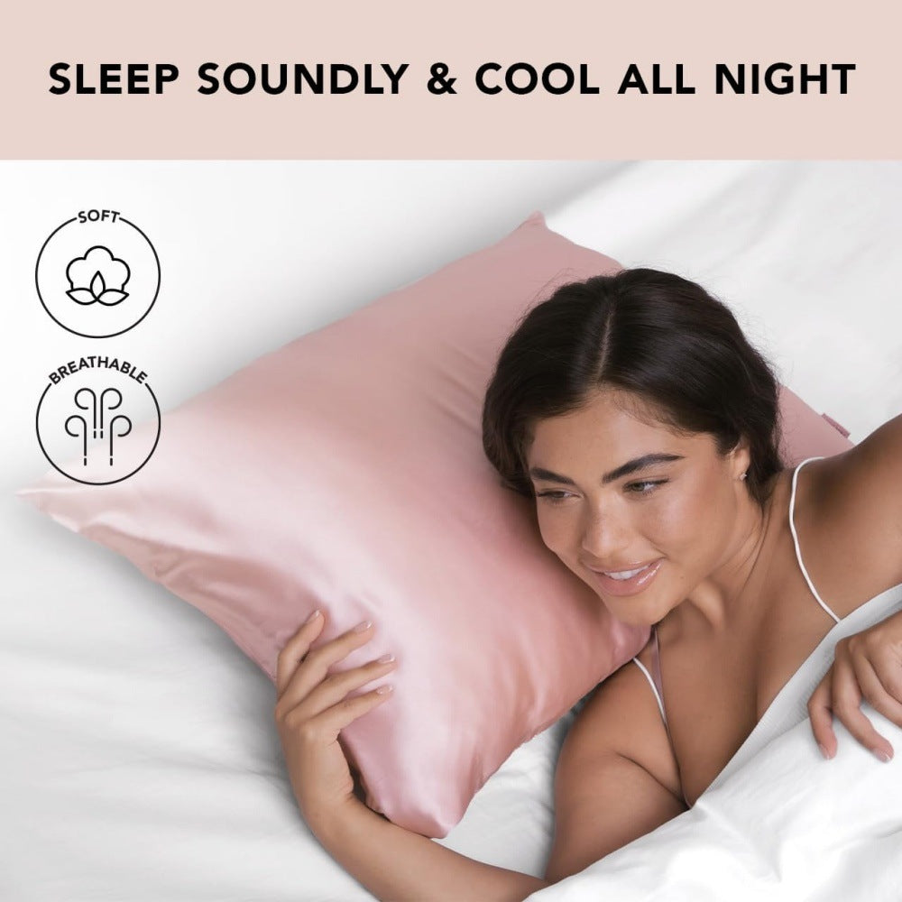 1-Pair Coral Luxury Satin Silk Pillowcase for Hair and Skin - Smooth Cooling Pillow Cover with Envelope Closure - Queen (20x30")