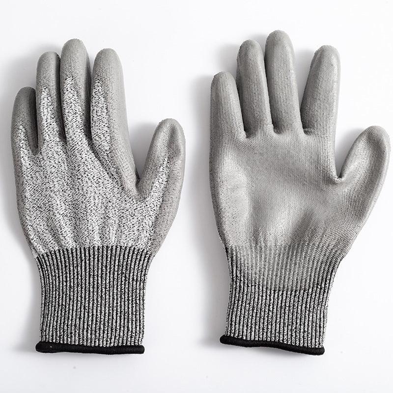 2-Pair Grey Level 5 Cut Resistant Work Glove - Anti-Abrasion & Anti-Puncture Protective Gloves (S Size).