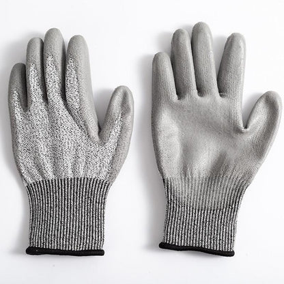2-Pair Grey Level 5 Cut Resistant Work Glove - Anti-Abrasion & Anti-Puncture Protective Gloves (XL Size).