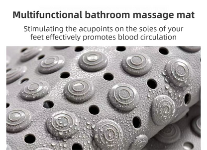 2-Pack Grey Eco-Friendly Bath Mat with Massage Points - Anti-Slip Suction Cup Safety Bathroom Rug (M Size 75.5X44x2 CM)
