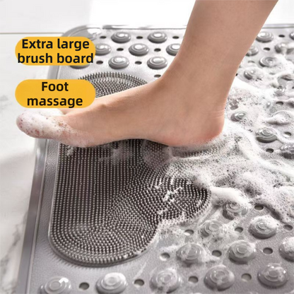 2-Pack Grey Eco-Friendly Bath Mat with Massage Points - Anti-Slip Suction Cup Safety Bathroom Rug (M Size 75.5X44x2 CM)