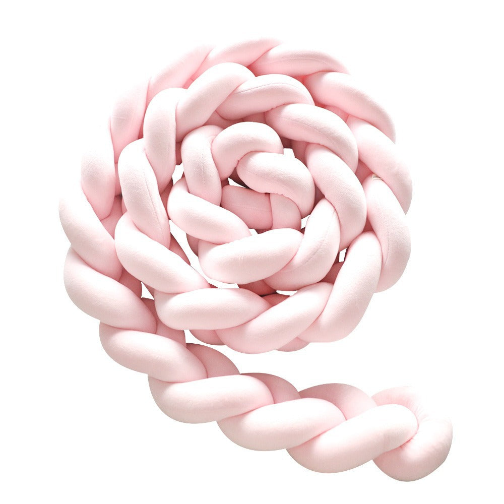 Pink 2M Nordic 3-Strand Hand-Braided Knot Long Pillow - Soft Plush Sofa Cushion, Room Decor for Bedroom & Living Room