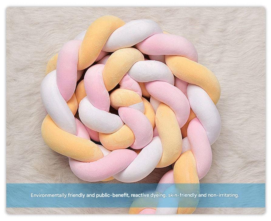 Pink 2M Nordic 3-Strand Hand-Braided Knot Long Pillow - Soft Plush Sofa Cushion, Room Decor for Bedroom & Living Room