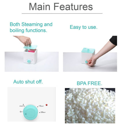 Pink Portable 2-in-1 High-Temperature Steam & Boiling Sterilizer for Silicone Period Cups - Automatic One-Button Sanitizer Hygiene Device