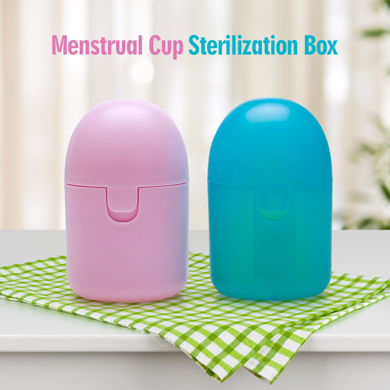 2PCS Reusable Medical Grade Silicone Menstrual Cup(L Size) & 2PCS Matching Sterilizer Box - Microwave Safe Disinfector Case, Heat Resistant 130°C (Pink Set)
