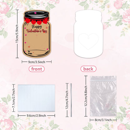20PCS Valentine's Day Drift Bottle Shaped Gift Card Set - Premium Coated Paper Greeting Card for Family / School Exchanges and Party Favors