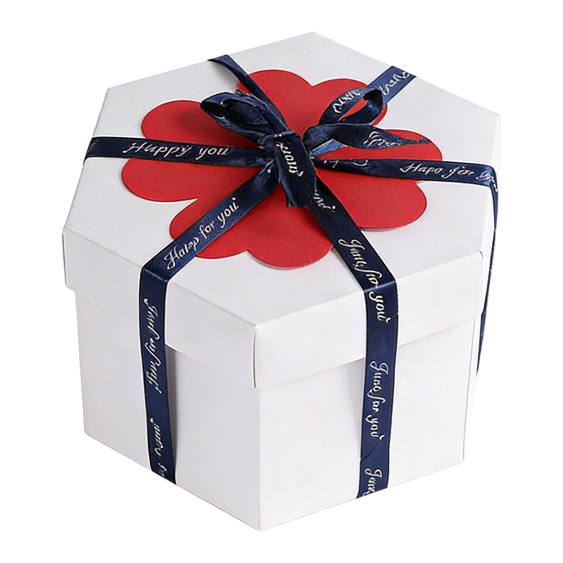 White Hexagon 4-Layer 12-Pocket Explosion Gift Box(DIY) - Creative Handmade Photo Album & Scrapbook for Anniversaries & Birthdays.