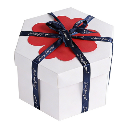 White Hexagon 4-Layer 12-Pocket Explosion Gift Box(DIY) - Creative Handmade Photo Album & Scrapbook for Anniversaries & Birthdays.