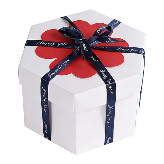 White Hexagon 4-Layer 12-Pocket Explosion Gift Box(DIY) - Creative Handmade Photo Album & Scrapbook for Anniversaries & Birthdays.